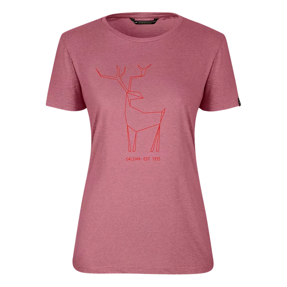 Koszulka Damska Z Nadrukiem Salewa Deer Dry - mauvemood melange